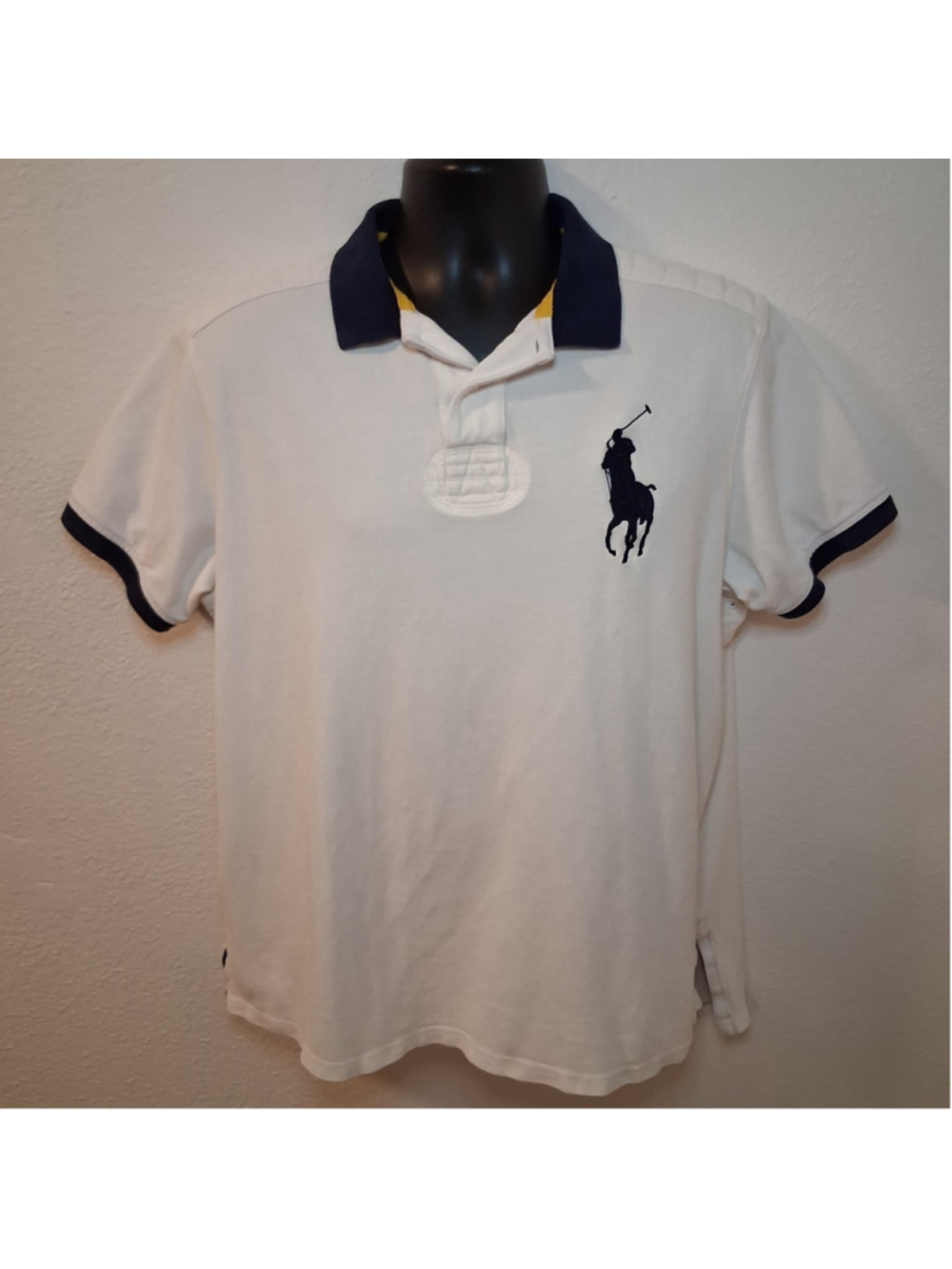 VTG 90s Polo Ralph Lauren Big Pony Men's XL Rugby Polo Shirt Custom Fit White